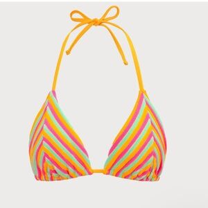 Berlook Plush Texture Stripe Halter Bikini Top